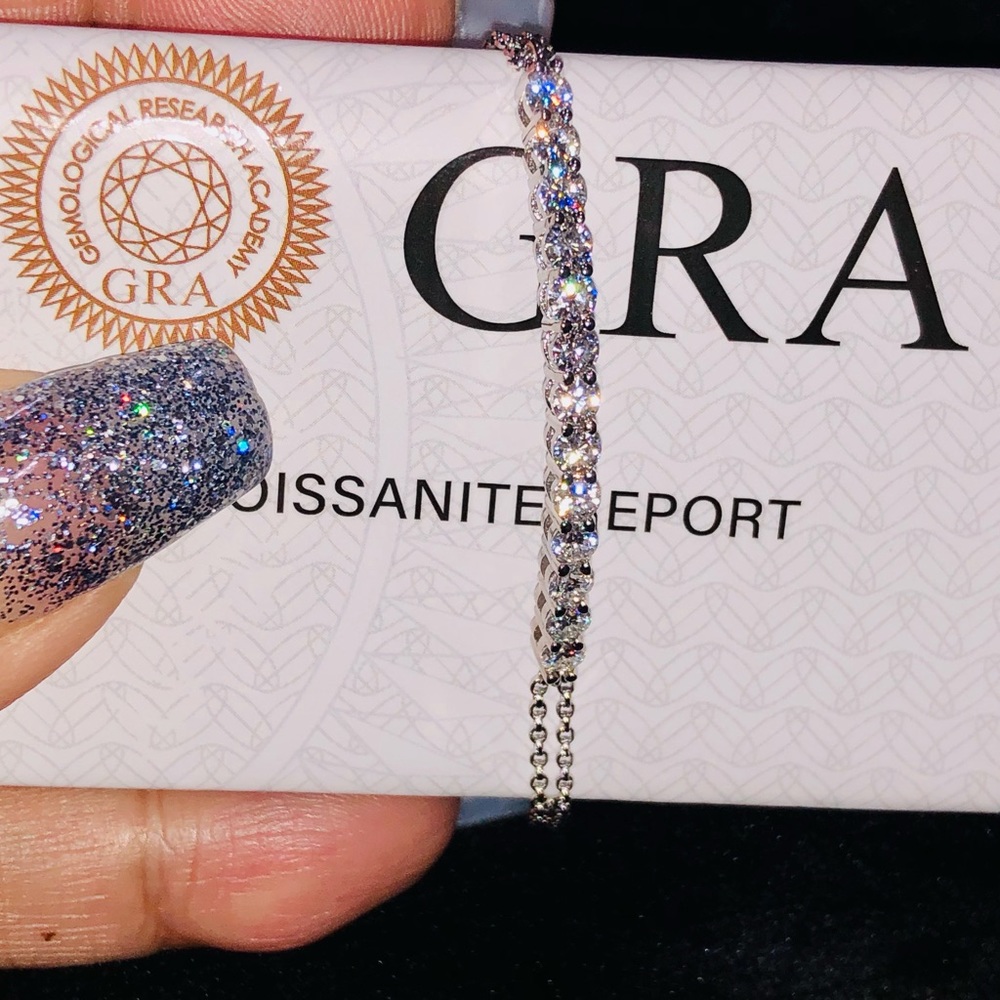VVS certified 1.30 carat bolo bracelet Moissanite diamond GRA certificate incl. - Picture 8 of 11